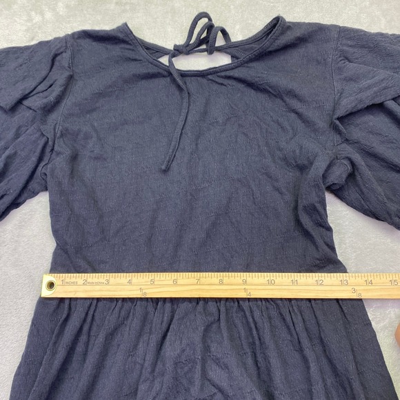 Free People FP Beach Black Open Back Ruffle Mini Dress Sz S Textured Boho Summer - Picture 3 of 9